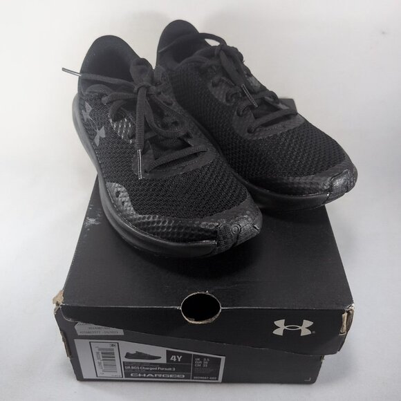 Under Armor Boy's Charged Pursuit 3 4Y Road Running Shoe Black 002 Youth - Picture 1 of 16